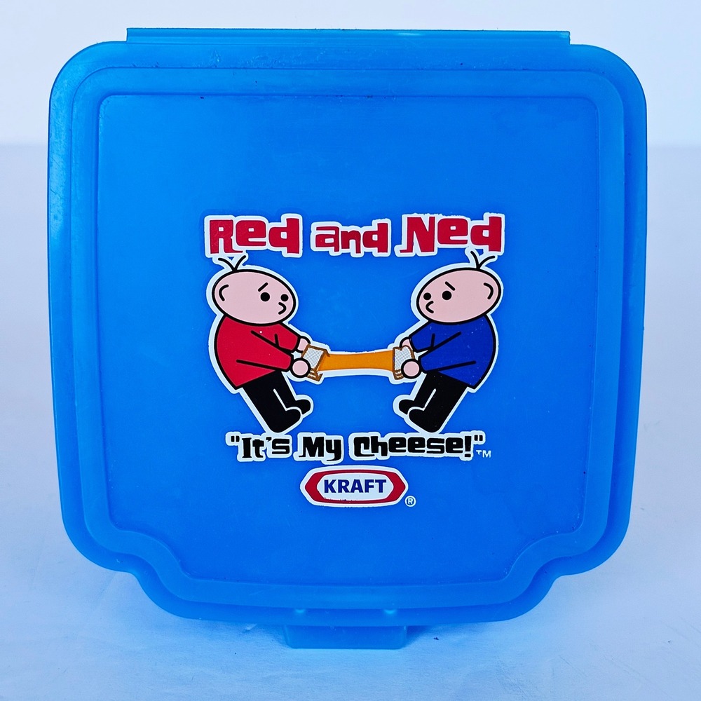 Vintage Kraft Red and Ned Sandwich Container Blue Plastic Lunch Box 90s Promo